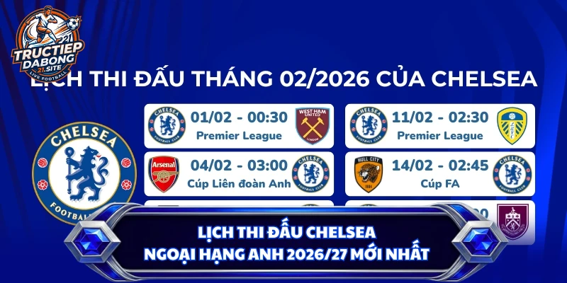 Lịch Thi Đấu Chelsea Ngoại Hạng Anh 2026/27 Mới Nhất